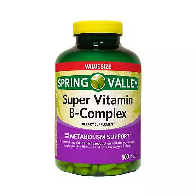 Spring Valley Super Vitamin B-Complex Tablets Dietary Supplement 500 Count • $17.60