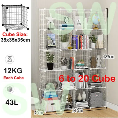 6 To 20 Cube DIY Wire Storage Shelves Cabinet Metal Display Shelf Toy Book • $66.99