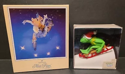 (2) Hallmark Keepsake Ornament 1983 Miss Piggy Figure Skating Muppets Kermit Lot • $84.99