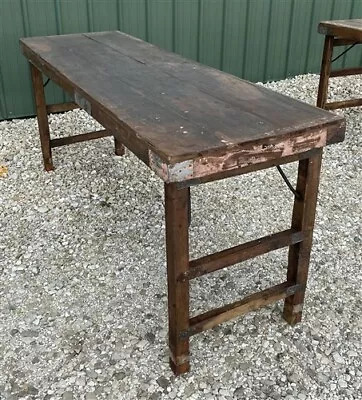 Rustic Folding Table Vintage Dining Room Table Kitchen Island Sofa Table B44 • $695