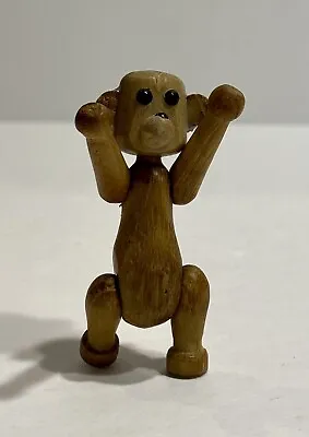 Vtg MCM Zoo Line Matchbox Wood Monkey Figurine Articulated Jointed Movable Limbs • $42.95