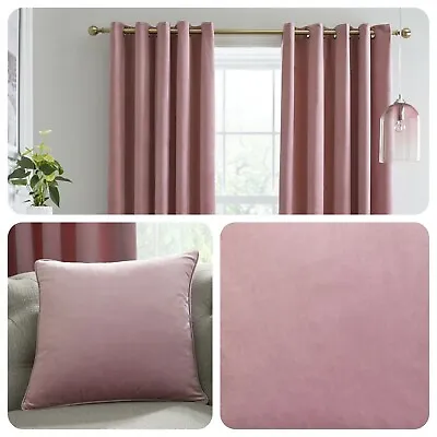 Laurence Llewelyn-Bowen MONTROSE Blush Blackout Velvet Eyelet Curtains Cushions • £11.95