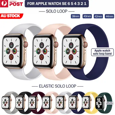 $9.99 • Buy For Apple Watch Band Series SE 6 5 4 3 2 Solo Loop Silicone Elastic IWatch Strap