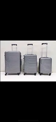 Suitcase Set Of 3 ABS Cabin Hard Shell Luggage Travel Trolley 4Wheel Lightweight • £59.99