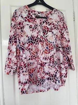 Dash Ladies Pink Patterned Top Size 18 95% Cotton  • £6