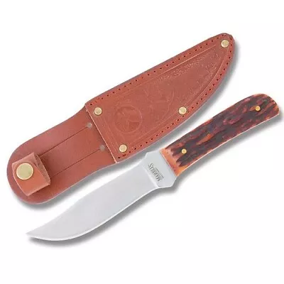 Marbles MR403 Outers Red Stag Bone Skinner Fixed Blade Knife + Sheath • $18.96