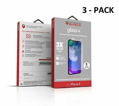 NEW ZAGG Invisible Shield Glass+ Screen Protector Apple IPhone X /XS - 3 Pack • $7.99