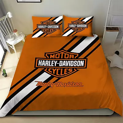 Harley-Davidson Motorcycles Stripes Background Bedding Duvet Covers Set (4pcs) • $69.99