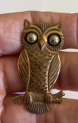 Adorable Vintage Bell Copper Owl Brooch • $9.99