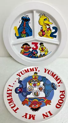 Sesame Street Muppets Plates By Peter Pan & Muppets Inc Yummy & 1 2 3 Vtg 80s • $19.80