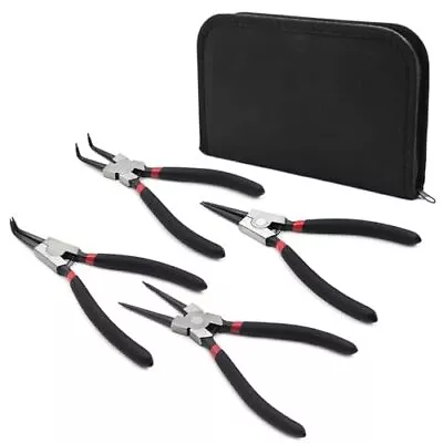 4 Pack 7  Snap Ring Pliers Set With Storage Pouch Heavy Duty Internal/external C • $20.69