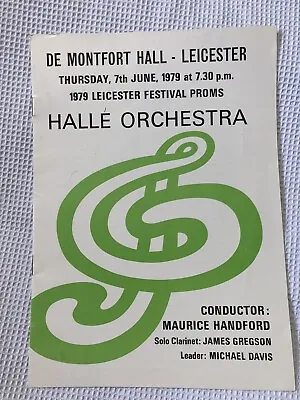 Halle Orchestra Concert Programme 1979: Maurice Handford James Gregson • £4.99