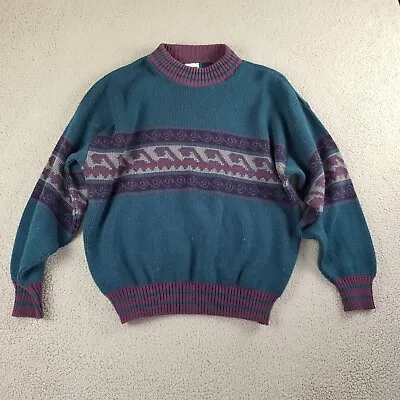 Vintage Gitano Sweater Knit Men’s XL 80’s Purple Blue 23X28 1980’s Aztec Ski • $34.88