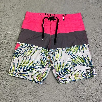 Maui And Sons Swim Trunks Mens 34 Pink Gray Floral Board Shorts Bathing Suit Men • $19.89