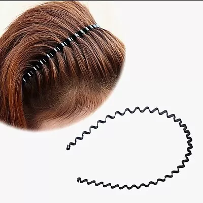 Metal Sports Hairband Black Headband Alice Style Unisex Men Women Noodle Wave C • £3.99