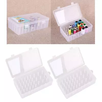 2pcs Large Sewing Thread Storage Box Empty Case 42 Pillars Clear Crafting • $24.35