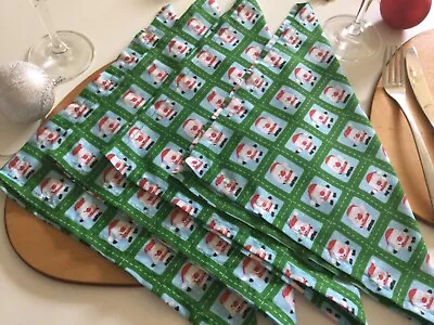£5 • Buy Festive Napkins X 4 Handmade Father Christmas Design 11” Square Table Linen NEW