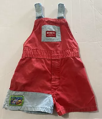 Vintage Oshkosh Bgosh Red Blue Jumper Overalls Kids Toddler 4T Do Wackys Cute • $34.26