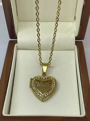 9ct Gold Filled Heart Locket  Necklace Engraved Mum Or Daughter  FREE Gift Box • £25.99