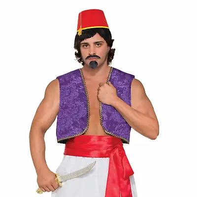 Men's Aladdin Desert Prince Fancy Dress Party Outfit Genie Vest Costume Purple • £14.99