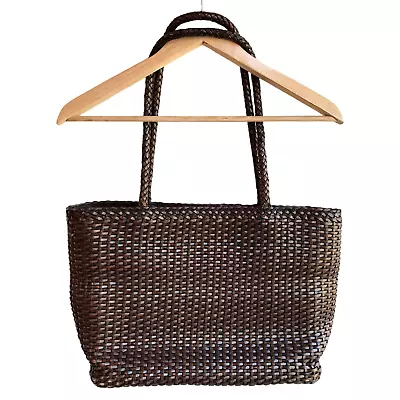 Eddie Bauer Vintage Leather Basketweave Tote - Shoulder Bag  • $38