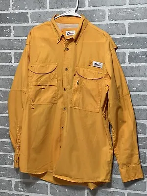 World Wide Sportsman Mens Large Gold Button Down Fishing Shirt Roll Tab Sleeves • $12.95