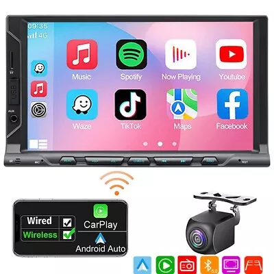 Car Stereo Radio For Apple CarPlay Android Auto Bluetooth Head Unit 7 +HD CAMERA • $119.39