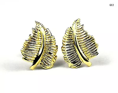 New 9ct Gold Leave Stud Earrings Kids/ Ladies Stud Gifts BNIB (GE2) • £25.99