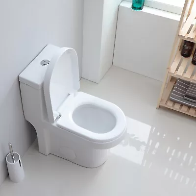 Modern One Piece Toilet Dual Flush Elongated 10'' Rough-In W/ Soft Closing Seat • $209.99