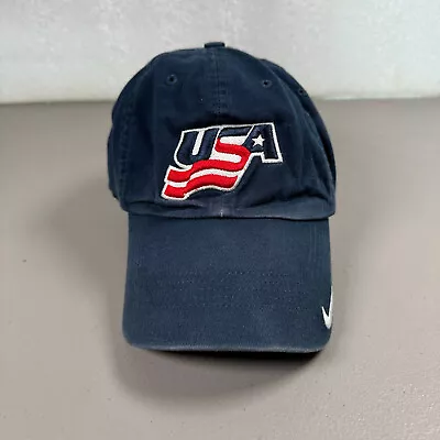 Nike Team USA Hockey Hat Cap Blue  Swoosh Olympics Adjustable • $12.99