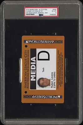 2010 MLB World Series MEDIA Press Pass Ticket Stub Rangers 1st WS PSA 6 Clincher • $461.99