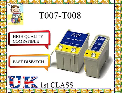 £3.99 • Buy 2 Black Ink Cartridges For Epson Stylus Photo Printers T007 Non Original