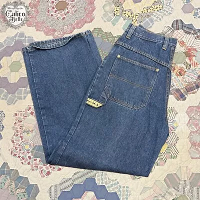 Vintage 90s Y2K MAC Sport Baggy Denim Cargo Carpenter Wide Leg Jeans Sz 32 X 32 • $78