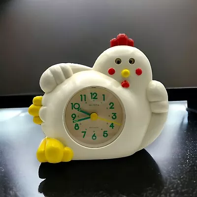 Vintage Helvetia Hen Chicken Crowing  Good Morning  Alarm Clock Quartz Working • $89.95