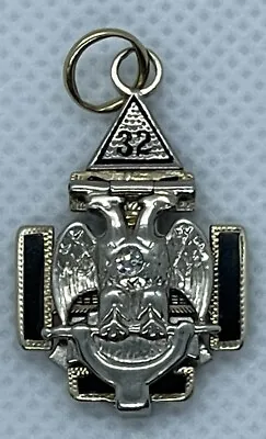 Antique Freemason 10K Gold Diamond 32nd Degree Vintage Masonic Pendant • $450