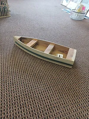 Vintage Wooden Model Row Boat With Oars Nautical Decor Folk Art • $15