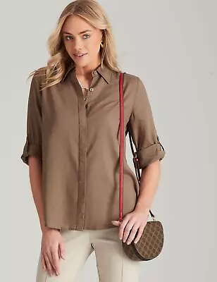 $25.39 • Buy NONI B 3/4 SLEEVE PLAIN LINEN SHIRT Womens Clothing  Tops Blouse