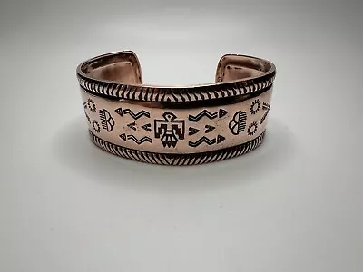 Vintage Native American Southwestern Stamped Copper Cuff 2.25” X 2.2cm • $80