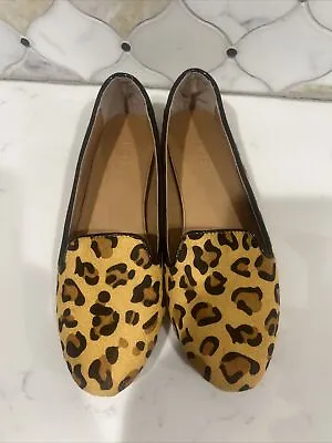 J. Crew Leopard Cheetah Animal Print Calf Hair Penny Loafer Shoes Womens Size 7 • $20