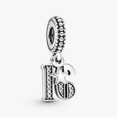 PANDORA 16th Celebration Birthday Dangle Silver Charm - 797261CZ • £23.65