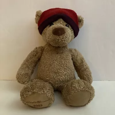 Eddie Bauer 2003 Brown Plush Teddy Bear Hat Stuffed Animal Used 13” • $5