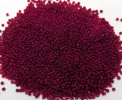 Vintage Glass Seed Beads Italian Transparent Antique Red 11/0 30 Grams • $5