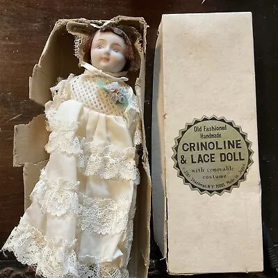 Shackman Vintage CRINOLINE & LACE Bisque Doll W/ Costume And Box Handmade • $14