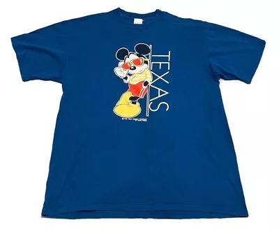 VTG 80s Velva Sheen Mickey Disney Texas Big Print Cartoon XL • $24.70
