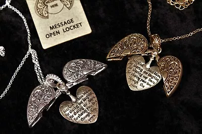 Moms Blessing Heart Locket Necklace Burnished Metal Two Sided For Mother  • $15.99