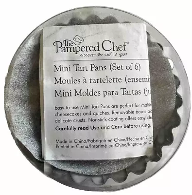 Pampered Chef Mini Tart Pans-Set Of 6-Removable Bottom-Pie-Quiche-Cake NIB 1548 • $17