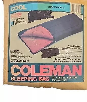 Coleman SLEEPING Bag  33  X 75 /4lbs. Insul ®100*  Poly Fiber Model 8121-720 VTG • $49