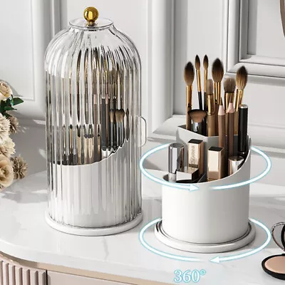 Rotating Makeup Brush Holder Storage Box Portable Desktop Cosmetic Organizer • $12.99