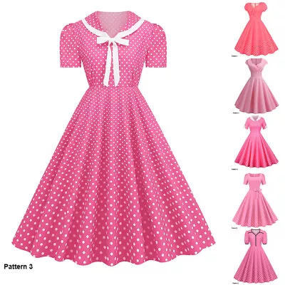 Women 50s 60s Swing Dress Rockabilly Evening Party Cocktail Casual Dresses • £3.99