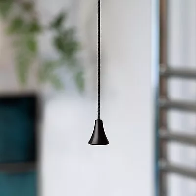 £3.99 • Buy Bathroom Light Pull Cord String, Contemporary Jet Black Cord And Handle.